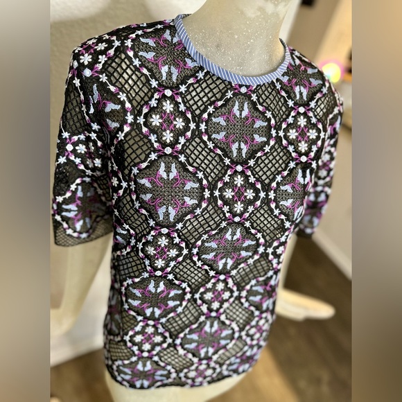 Sandro Tops - Sandro Paris Women’s Embroidered Floral Cutout Top. Size Medium